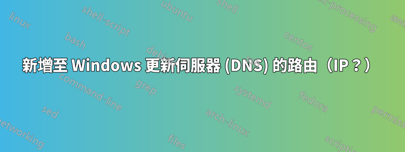 新增至 Windows 更新伺服器 (DNS) 的路由（IP？）