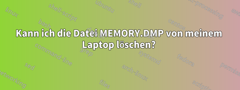 Kann ich die Datei MEMORY.DMP von meinem Laptop löschen?