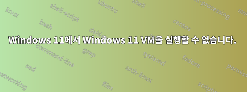 Windows 11에서 Windows 11 VM을 실행할 수 없습니다.