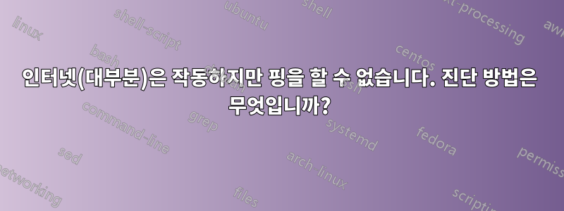 인터넷(대부분)은 작동하지만 핑을 할 수 없습니다. 진단 방법은 무엇입니까?