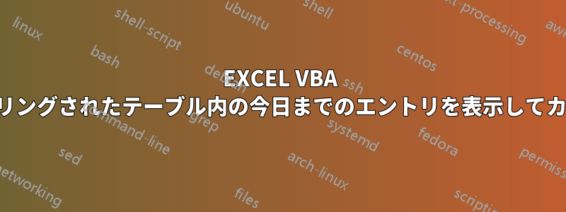 EXCEL VBA でフィルタリングされたテーブル内の今日までのエントリを表示してカウントする