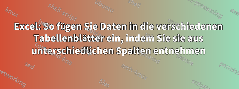 Excel: So fügen Sie Daten in die verschiedenen Tabellenblätter ein, indem Sie sie aus unterschiedlichen Spalten entnehmen