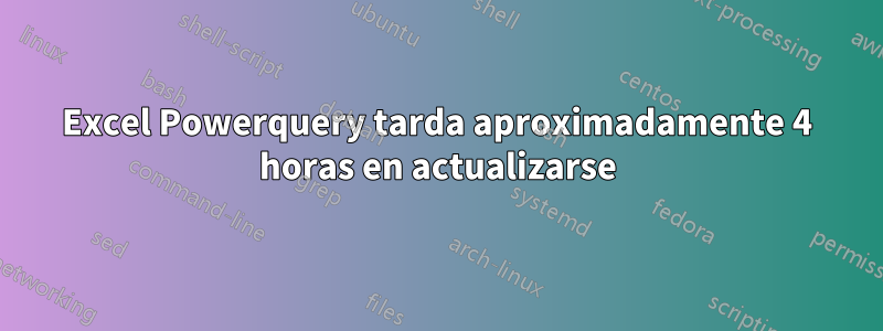 Excel Powerquery tarda aproximadamente 4 horas en actualizarse