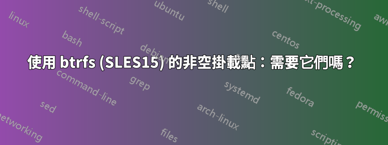 使用 btrfs (SLES15) 的非空掛載點：需要它們嗎？