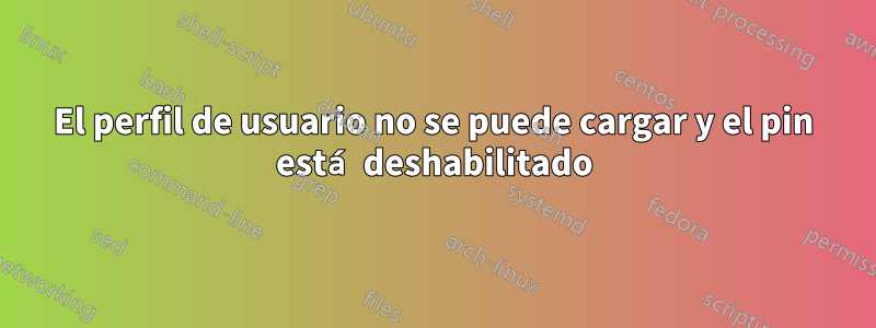 El perfil de usuario no se puede cargar y el pin está deshabilitado