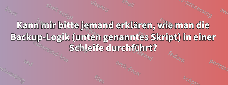 Kann mir bitte jemand erklären, wie man die Backup-Logik (unten genanntes Skript) in einer Schleife durchführt?