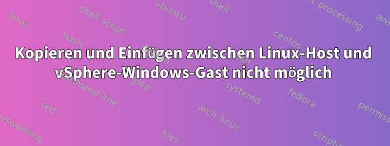 Kopieren und Einfügen zwischen Linux-Host und vSphere-Windows-Gast nicht möglich