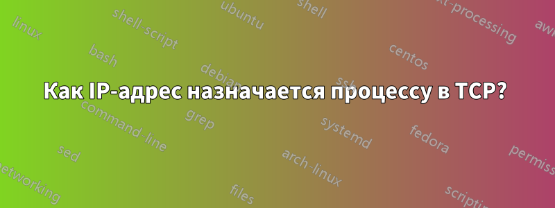 Как IP-адрес назначается процессу в TCP?