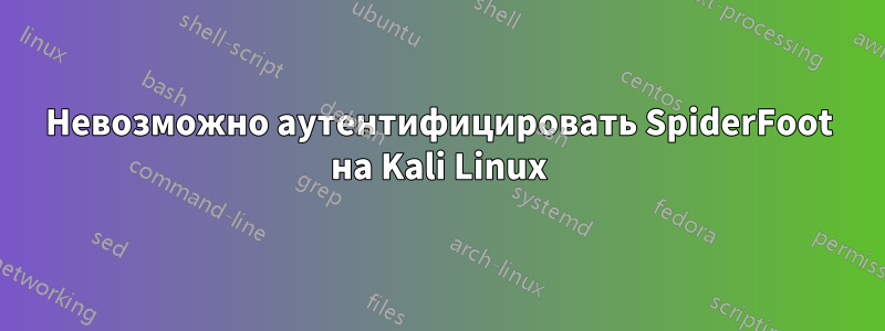 Невозможно аутентифицировать SpiderFoot на Kali Linux