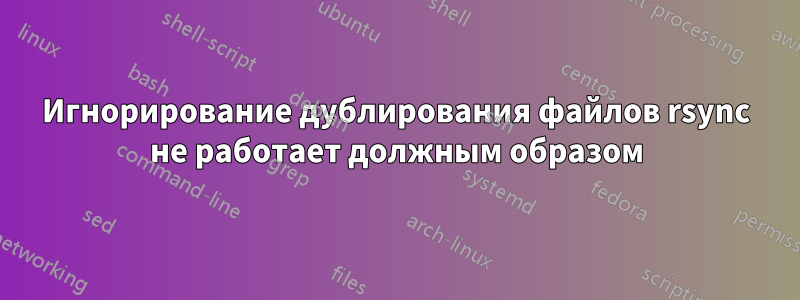 Игнорирование дублирования файлов rsync не работает должным образом