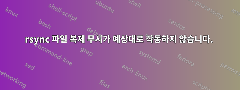 rsync 파일 복제 무시가 예상대로 작동하지 않습니다.