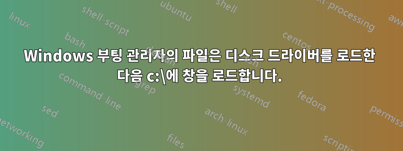 Windows 부팅 관리자의 파일은 디스크 드라이버를 로드한 다음 c:\에 창을 로드합니다.