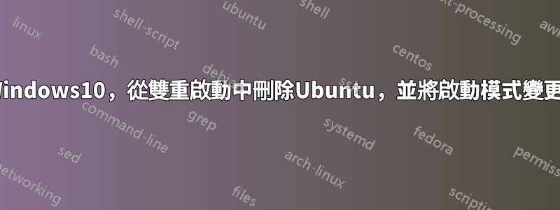 如何重置Windows10，從雙重啟動中刪除Ubuntu，並將啟動模式變更為UEFI？