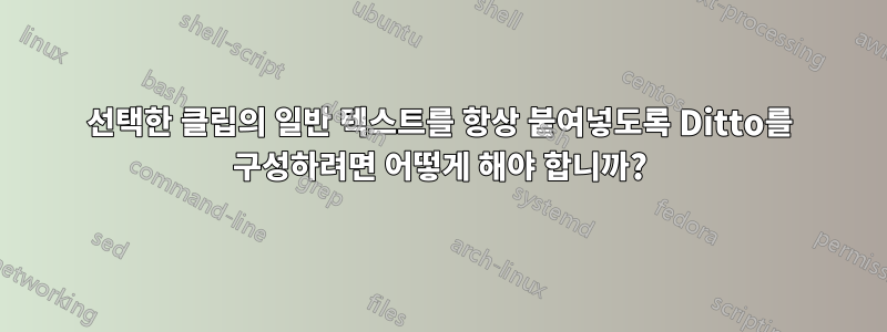 선택한 클립의 일반 텍스트를 항상 붙여넣도록 Ditto를 구성하려면 어떻게 해야 합니까?