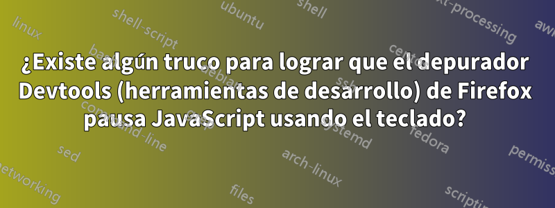 ¿Existe algún truco para lograr que el depurador Devtools (herramientas de desarrollo) de Firefox pausa JavaScript usando el teclado?