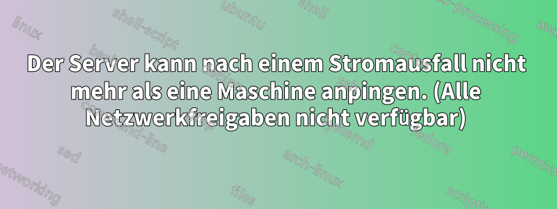 Der Server kann nach einem Stromausfall nicht mehr als eine Maschine anpingen. (Alle Netzwerkfreigaben nicht verfügbar)