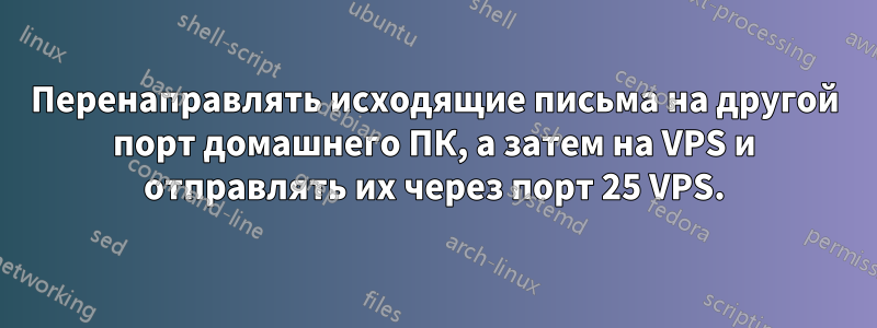 Перенаправлять исходящие письма на другой порт домашнего ПК, а затем на VPS и отправлять их через порт 25 VPS.