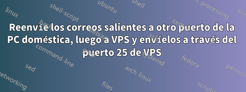 Reenvíe los correos salientes a otro puerto de la PC doméstica, luego a VPS y envíelos a través del puerto 25 de VPS