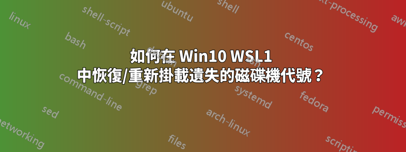 如何在 Win10 WSL1 中恢復/重新掛載遺失的磁碟機代號？