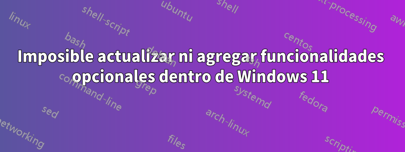 Imposible actualizar ni agregar funcionalidades opcionales dentro de Windows 11