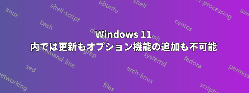 Windows 11 内では更新もオプション機能の追加も不可能