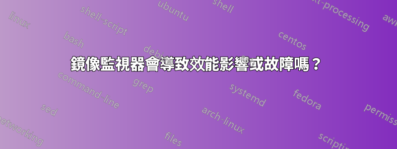鏡像監視器會導致效能影響或故障嗎？