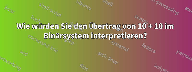 Wie würden Sie den Übertrag von 10 + 10 im Binärsystem interpretieren?