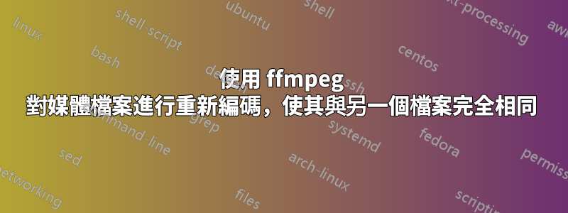 使用 ffmpeg 對媒體檔案進行重新編碼，使其與另一個檔案完全相同