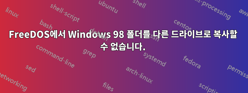 FreeDOS에서 Windows 98 폴더를 다른 드라이브로 복사할 수 없습니다.