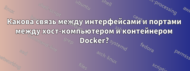 Какова связь между интерфейсами и портами между хост-компьютером и контейнером Docker?