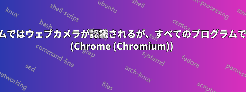 一部のプログラムではウェブカメラが認識されるが、すべてのプログラムでは認識されない (Chrome (Chromium))