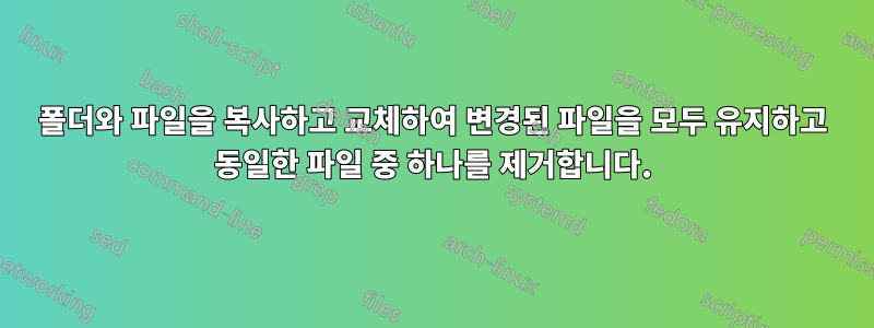 폴더와 파일을 복사하고 교체하여 변경된 파일을 모두 유지하고 동일한 파일 중 하나를 제거합니다.