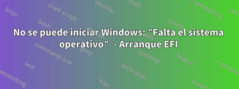 No se puede iniciar Windows: "Falta el sistema operativo" - Arranque EFI