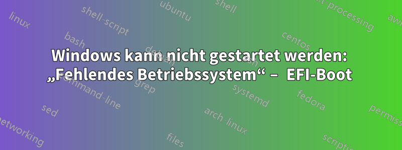 Windows kann nicht gestartet werden: „Fehlendes Betriebssystem“ – EFI-Boot