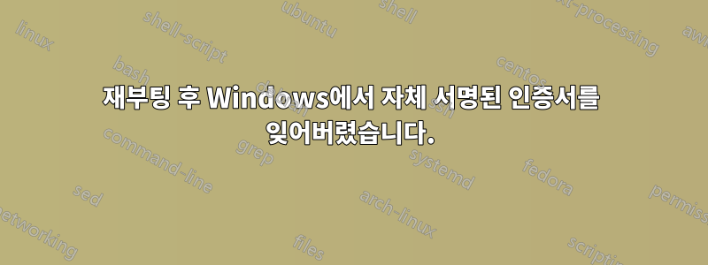 재부팅 후 Windows에서 자체 서명된 인증서를 잊어버렸습니다.