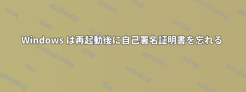 Windows は再起動後に自己署名証明書を忘れる