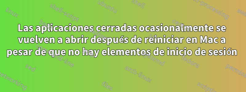 Las aplicaciones cerradas ocasionalmente se vuelven a abrir después de reiniciar en Mac a pesar de que no hay elementos de inicio de sesión