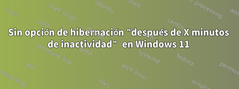 Sin opción de hibernación "después de X minutos de inactividad" en Windows 11