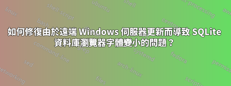 如何修復由於遠端 Windows 伺服器更新而導致 SQLite 資料庫瀏覽器字體變小的問題？