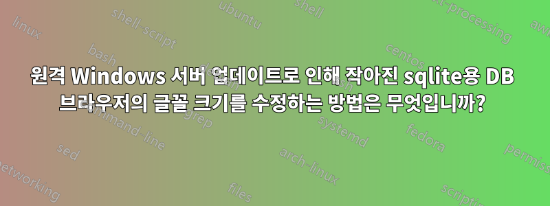 원격 Windows 서버 업데이트로 인해 작아진 sqlite용 DB 브라우저의 글꼴 크기를 수정하는 방법은 무엇입니까?