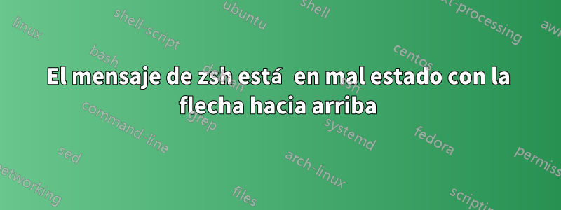 El mensaje de zsh está en mal estado con la flecha hacia arriba