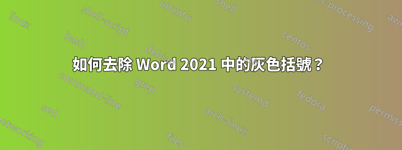 如何去除 Word 2021 中的灰色括號？