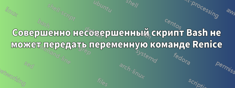 Совершенно несовершенный скрипт Bash не может передать переменную команде Renice