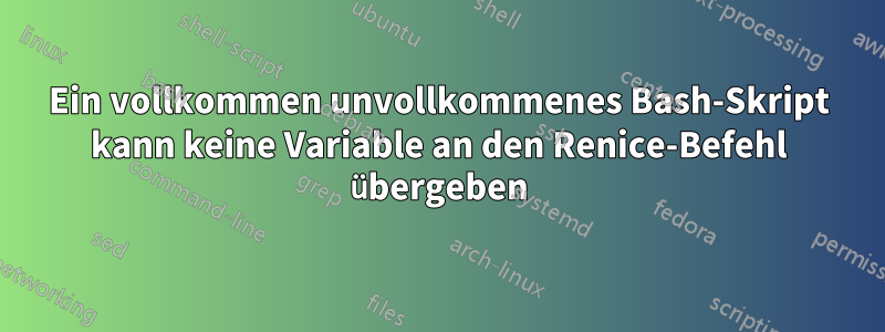 Ein vollkommen unvollkommenes Bash-Skript kann keine Variable an den Renice-Befehl übergeben