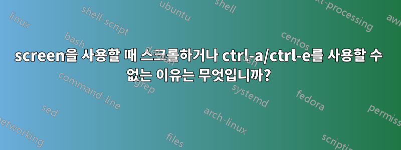screen을 사용할 때 스크롤하거나 ctrl-a/ctrl-e를 사용할 수 없는 이유는 무엇입니까?