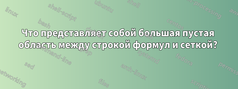 Что представляет собой большая пустая область между строкой формул и сеткой?