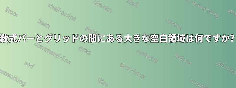 数式バーとグリッドの間にある大きな空白領域は何ですか?