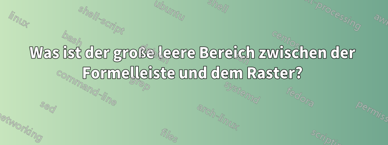 Was ist der große leere Bereich zwischen der Formelleiste und dem Raster?