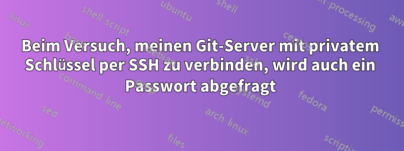 Beim Versuch, meinen Git-Server mit privatem Schlüssel per SSH zu verbinden, wird auch ein Passwort abgefragt