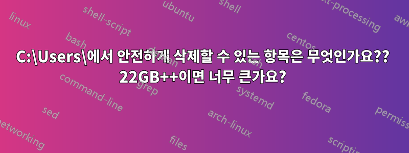 C:\Users\에서 안전하게 삭제할 수 있는 항목은 무엇인가요?? 22GB++이면 너무 큰가요?